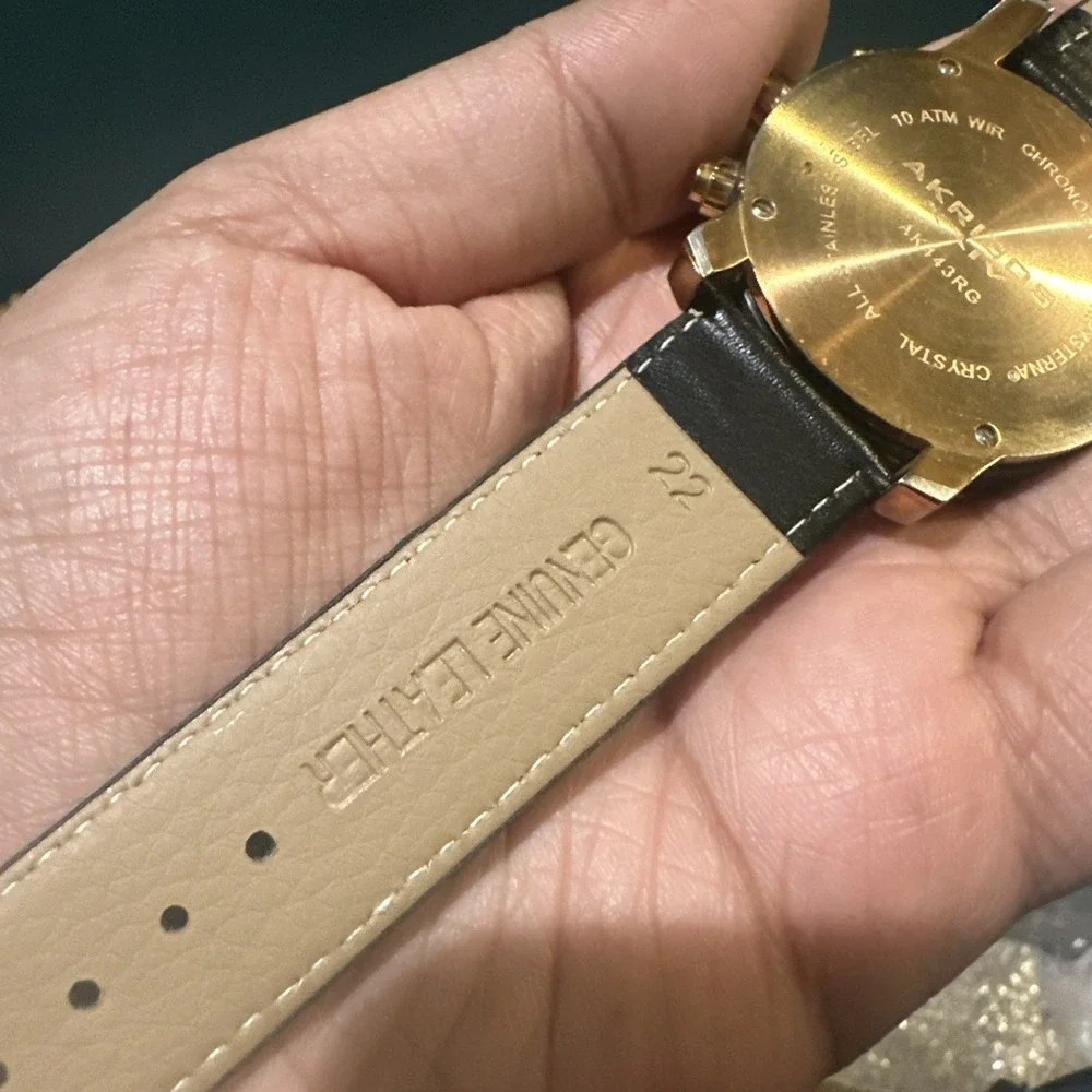 Working Akribos XXIV Chronograph Mens Watch Ak443RG Rose Gold‎ Quartz 43MM Black